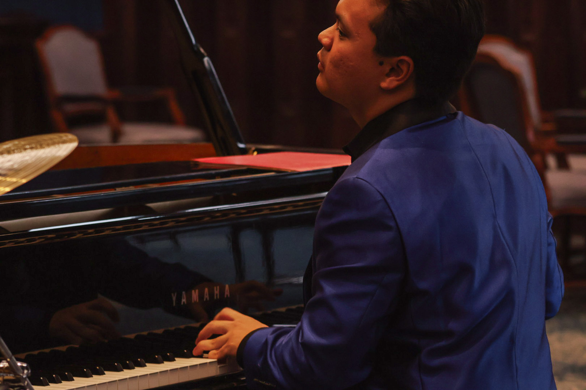 Pianist at grand piano